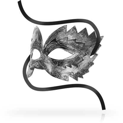 Maschera antizaz stile veneziano in argento di OHMAMA MASKS, decorata con dettagli eleganti e raffinati.