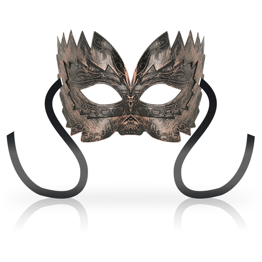 Maschere antizaz stile veneziano in rame di OHMAMA MASKS, dettagli eleganti e artigianali, perfette per eventi e mascherate.