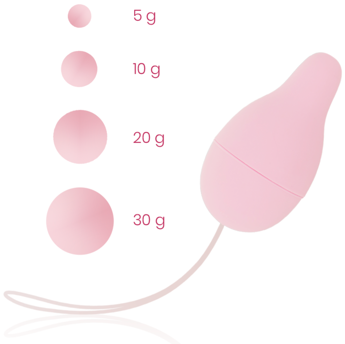 Sistema di peso Kegel OHMAMA, dispositivo per il rafforzamento del pavimento pelvico, con design ergonomico e discreto.