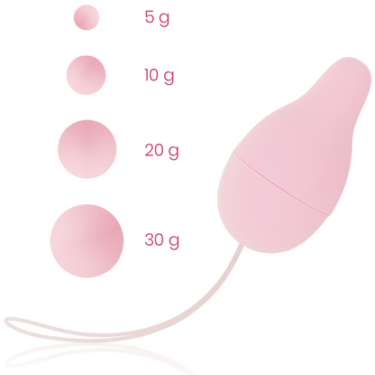 Sistema di peso Kegel OHMAMA, dispositivo per il rafforzamento del pavimento pelvico, con design ergonomico e discreto.