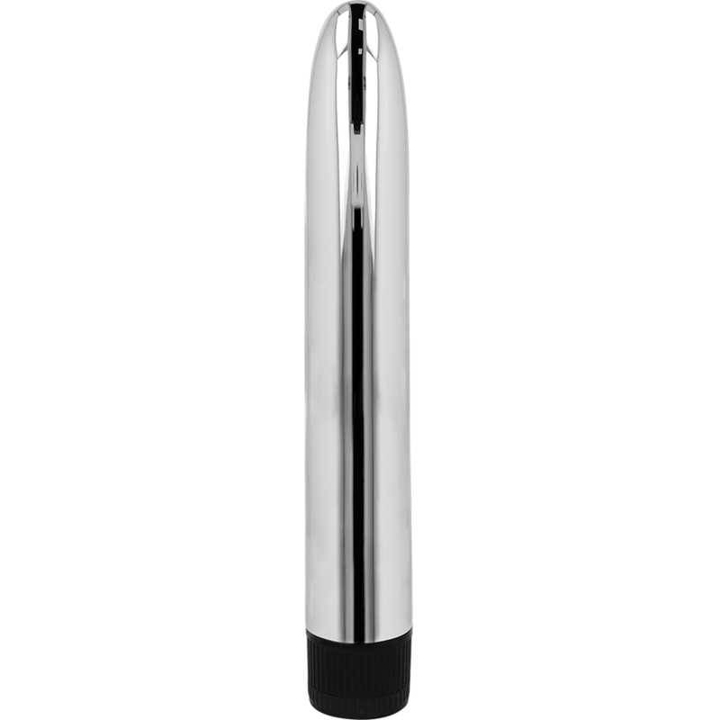 Vibratore classico in argento OHMAMA VIBRATORS, lunghezza 17,5 cm, con superficie lucida e design elegante.