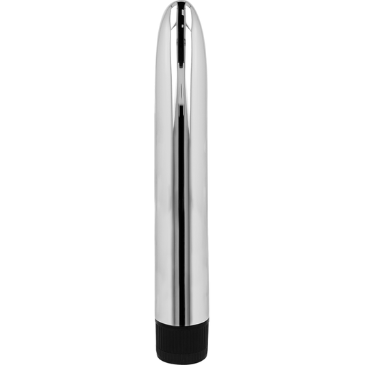 Vibratore classico in argento OHMAMA VIBRATORS, lunghezza 17,5 cm, con superficie lucida e design elegante.