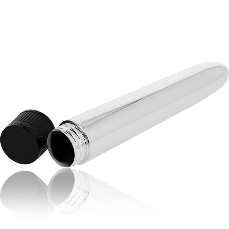 Vibratore classico in argento OHMAMA, lunghezza 17,5 cm, con design elegante e superficie liscia, prodotto di alta qualità.
