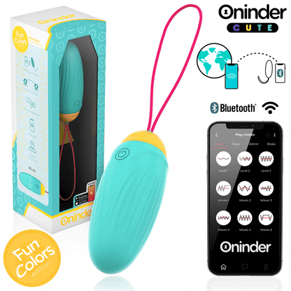 Uovo vibrante in silicone ONINDER CUTE con gemma, design compatto e colorato, ideale per piacere e stimolazione, con app gratuita.