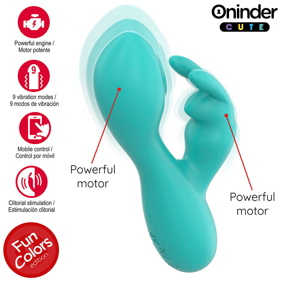 Vibratore clitorideo e punto G ONINDER CUTE Love Bunny con app gratuita, design colorato e forma ergonomica.