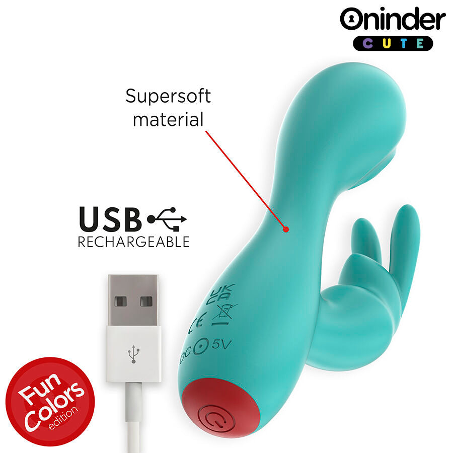 Vibratore clitorideo e punto G ONINDER CUTE Love Bunny con controllo tramite app gratuita, design compatto e colorato.