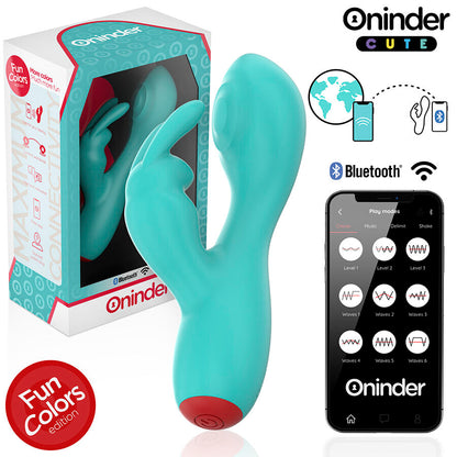Vibratore clitorideo e punto G ONINDER CUTE Love Bunny con design simpatico e dettagli colorati, in primo piano.