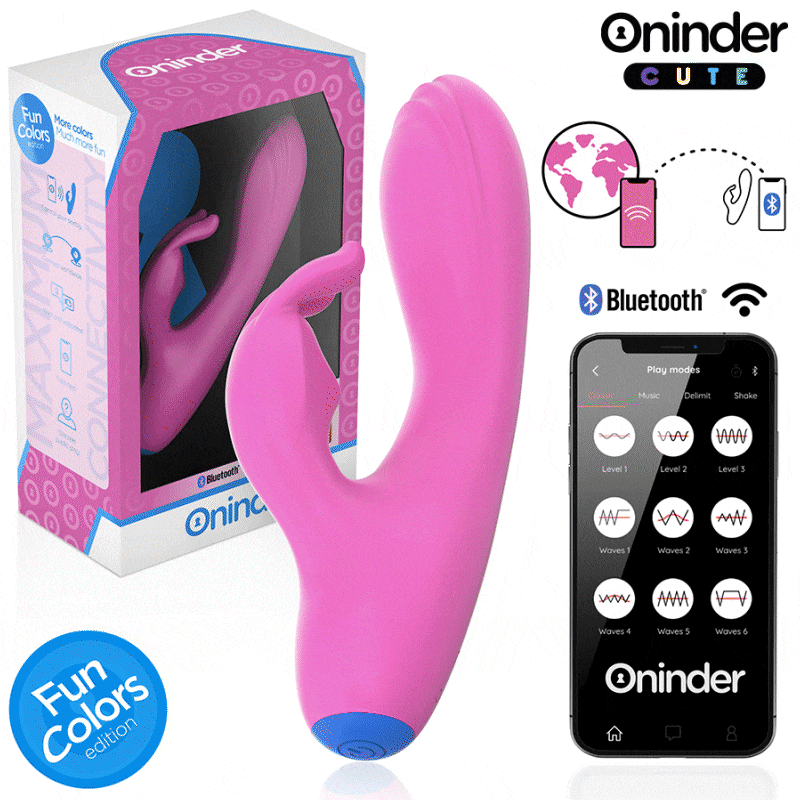 Vibratore coniglietto ONINDER CUTE per punto G e clitoride, con controllo tramite app gratuita, design carino e compatto.