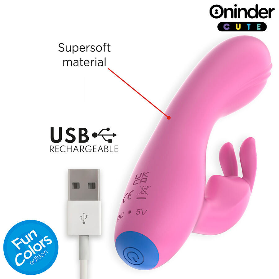 Vibratore coniglietto ONINDER CUTE per punto G e clitoride, con app gratuita, design dolce e compatto, ideale per piacere intenso