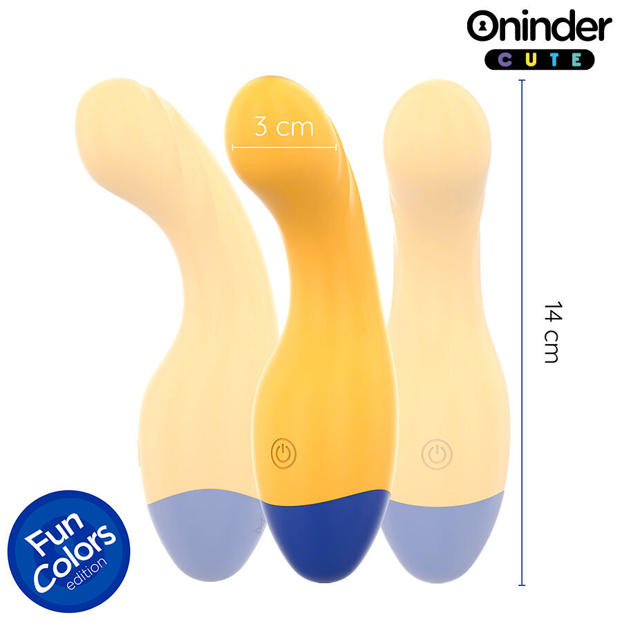 Vibratore Punto G ONINDER CUTE Love Buddy Master con controllo tramite app, design compatto e colorato, visibile in immagine.