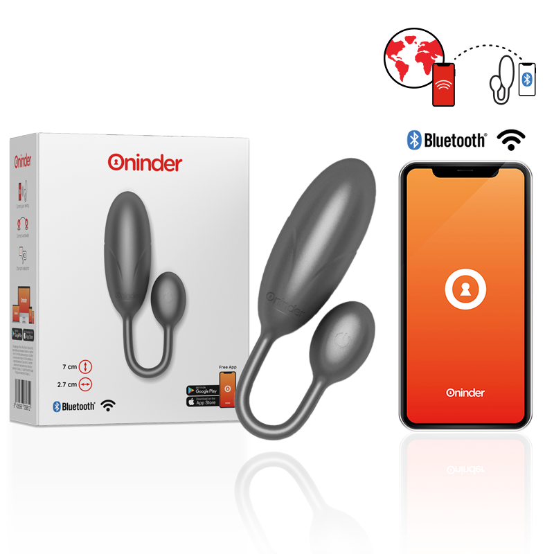 Uovo vibrante ONINDER Denver rosa, 7x2,7 cm con app gratuita, visibile con dettagli colorati e superficie liscia.