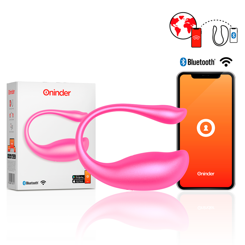 Uovo vibrante ONINDER Nairobi rosa con superficie liscia e brillante, mostrato in primo piano con sfondo neutro.