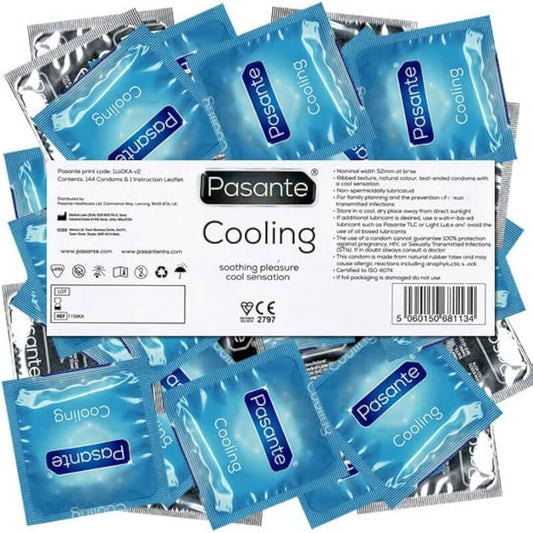 Busta di preservativi Pasante effetto raffreddante, 144 unità, confezione con preservativi maschili per piacere e sicurezza