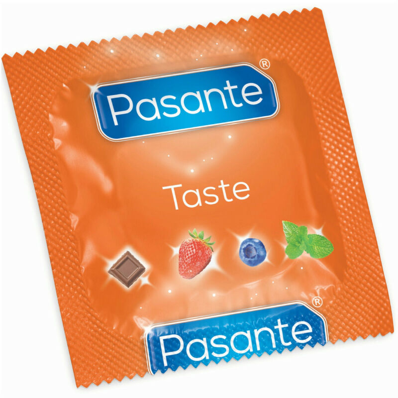 Preservativi Eco Pack Gusti Pasante, confezione da 288 unità, con diverse varianti di sapore e design, confezionati in borsa.
