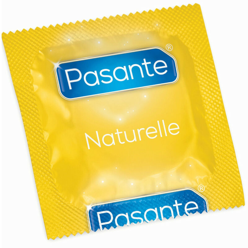 Preservativi Pasante Eco Pack Naturelle in borsa, confezione da 288 unità, confezionati singolarmente.