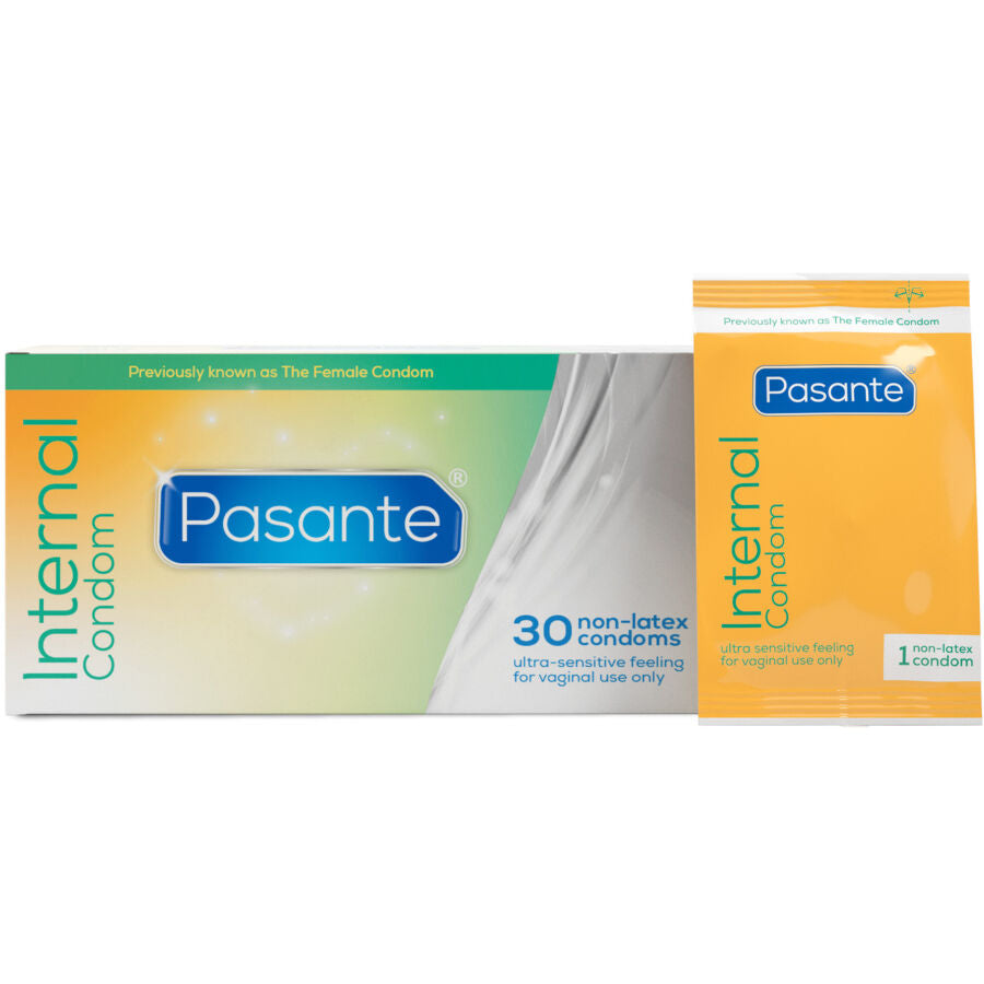 Preservativi femminili Pasante in scatola da 30 unità, confezione con preservativi interni, prodotto per la protezione femminile