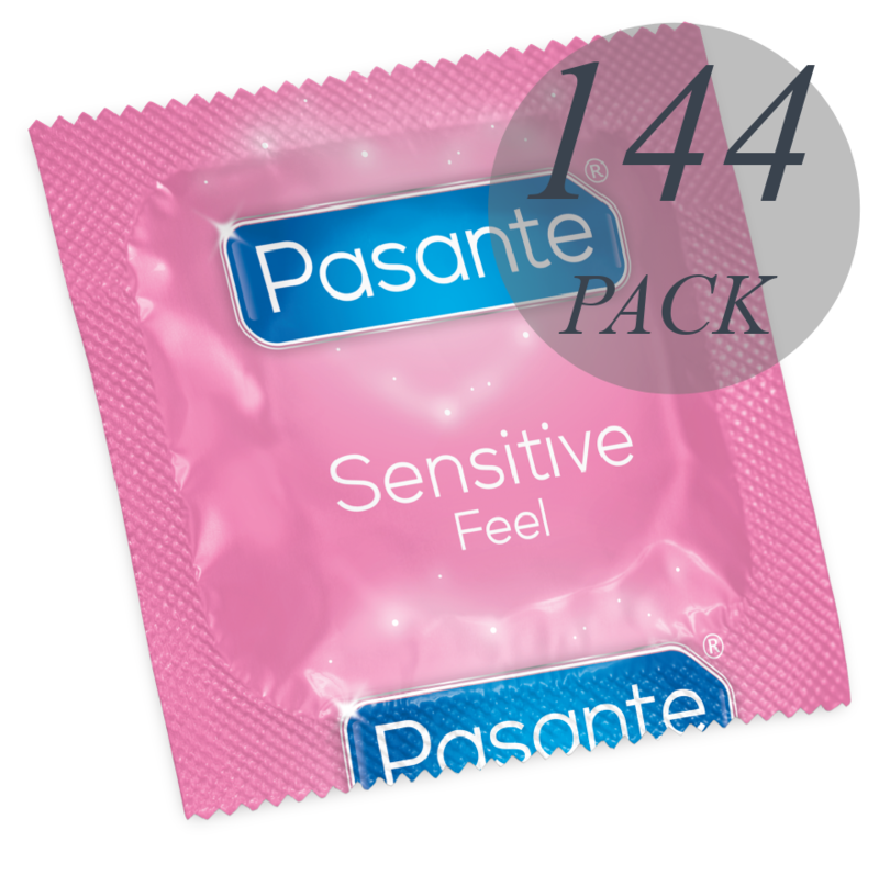 Preservativi Pasante Sensibili Ultrafin, confezione da 144 unità, disponibili per una protezione confortevole e sicura.