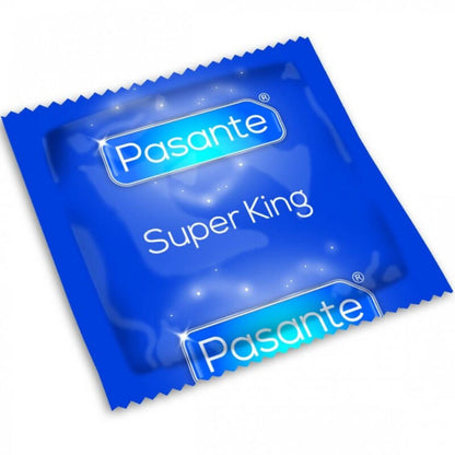 Preservativi Pasante Super King Bag, confezione da 144 unità, con dettagli visibili sulla confezione.