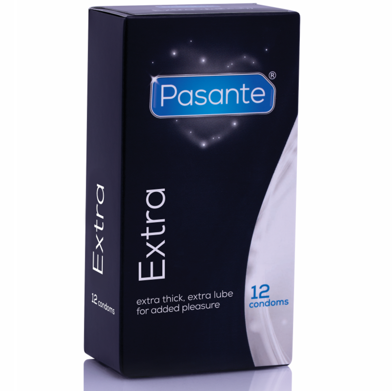 Preservativi Pasante extra extra spessi in confezione da 12, protezione affidabile e resistente.