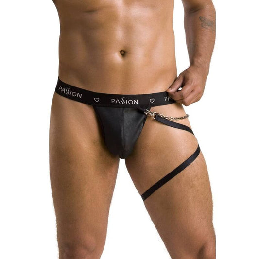 Perizoma nero PASSION MEN PASSION - 058, taglia S/M, tessuto elastico e comodo, dettagli eleganti e moderni.