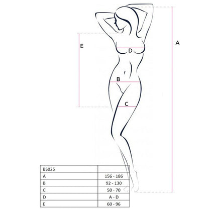 Body stocking donna PASSION Woman BS025 in bianco, stile elegante e taglia unica, visibile in dettaglio nell'immagine.
