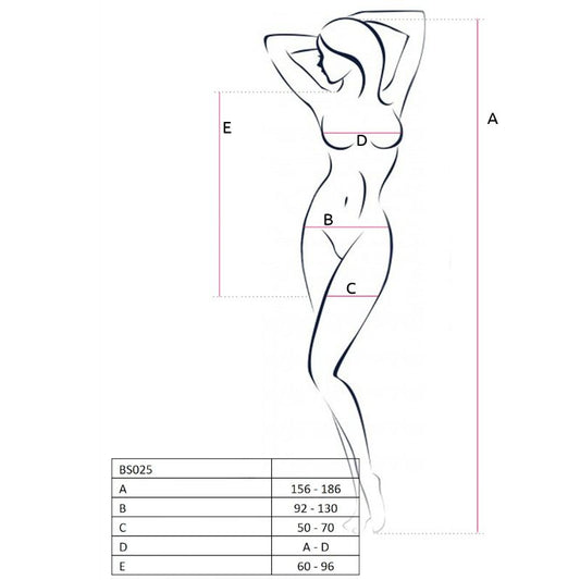 Body stocking donna PASSION Woman BS025 in bianco, stile elegante e taglia unica, visibile in dettaglio nell'immagine.