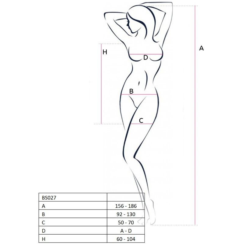 Abito nero stile bodystocking Passion Woman BS027, donna, taglia unica, tessuto aderente e elegante, visibile in immagine.