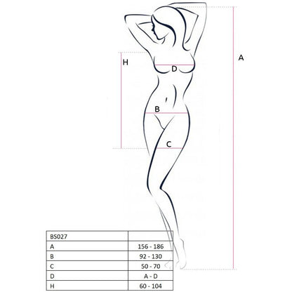 Abito nero stile bodystocking Passion Woman BS027, donna, taglia unica, tessuto aderente e elegante, visibile in immagine.
