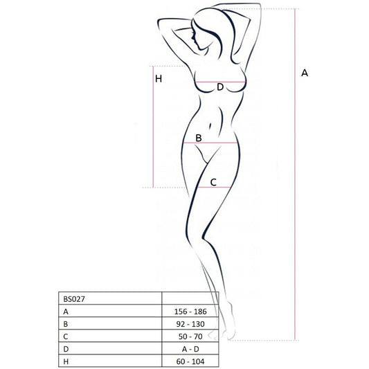 Abito nero stile bodystocking Passion Woman BS027, donna, taglia unica, tessuto aderente e elegante, visibile in immagine.