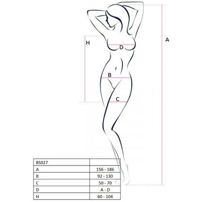 Body stocking bianco PASSION Woman BS027, stile unico e taglia unica, mostra il design elegante e dettagli del tessuto.
