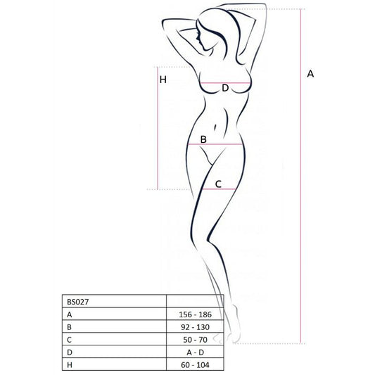 Body stocking bianco PASSION Woman BS027, stile unico e taglia unica, mostra il design elegante e dettagli del tessuto.