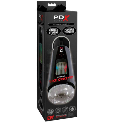 Stroker Ultimate Milker PDX Elite con due motori rotanti e vibrazione, design realistico in dettaglio.