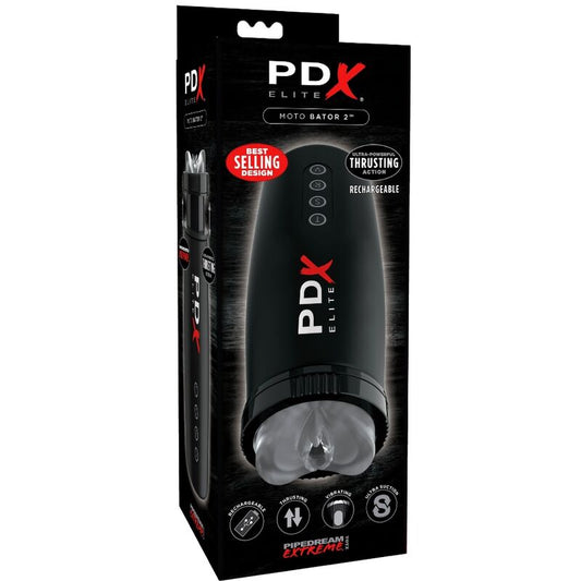Stroker ultra potente ricaricabile PDX ELITE, dispositivo di piacere con design compatto e funzionalità avanzate, in primo piano.