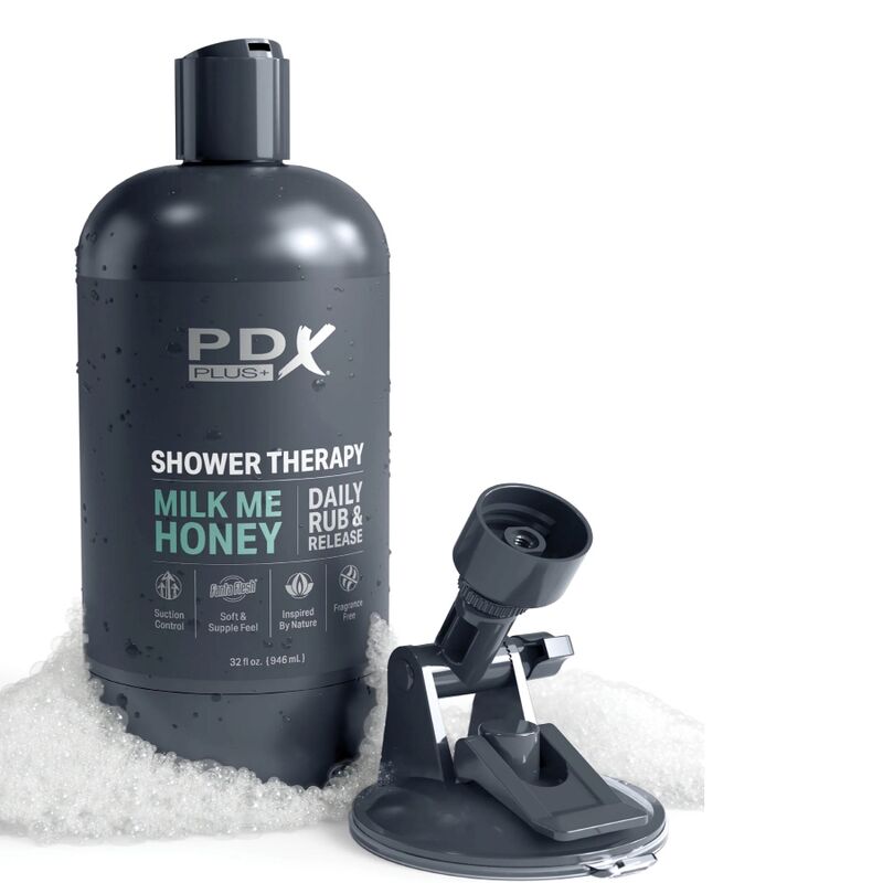 Stroker PDX PLUS Milk Me Honey, masturbatore discreto in forma di flacone di shampoo, design compatto e realistico