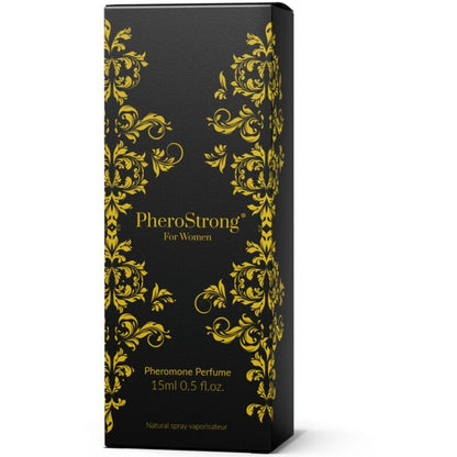 Profumo ai feromoni da donna Pherostrong da 15 ml con bottiglia elegante, ideale per attrarre e migliorare il fascino personale.