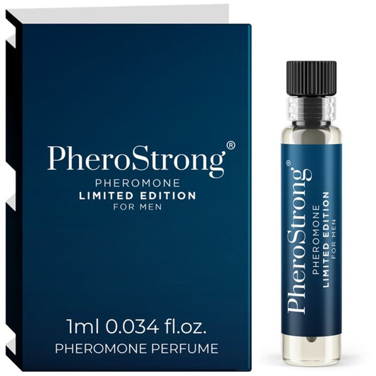 Profumo ai feromoni Pherostrong per uomo, edizione limitata, flacone da 1 ml con confezione elegante.