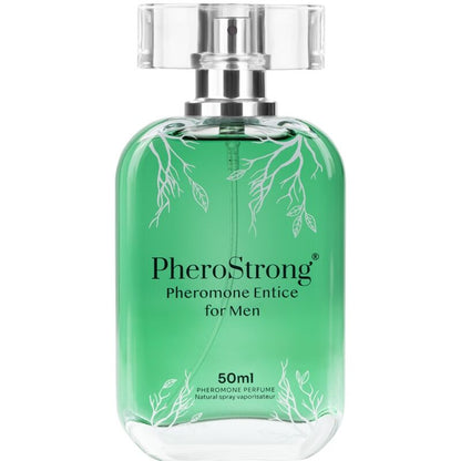 Profumo Pherostrong Entice per uomo, 50 ml, con note di feromoni, in flacone elegante e compatto.