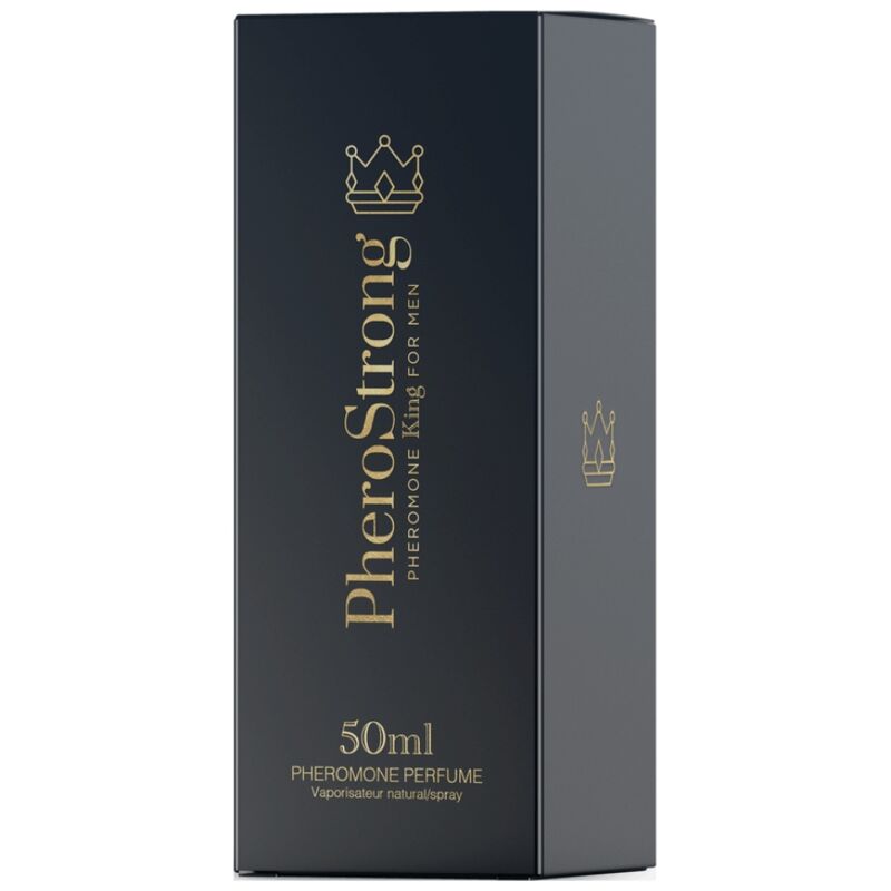 Profumo Pherostrong King per uomo da 50 ml con bottiglia elegante e design moderno, ideale per attrarre e conquistare.