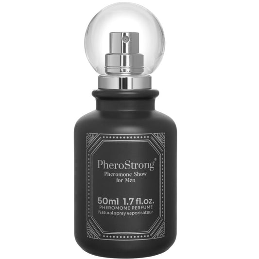 Profumo Pherostrong ai feromoni per uomo, flacone da 50 ml con etichetta elegante e design moderno