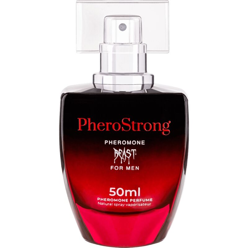 Profumo preromone Beast per uomo PHEROSTRONG, flacone da 50 ml con profumo maschile intenso e seducente.