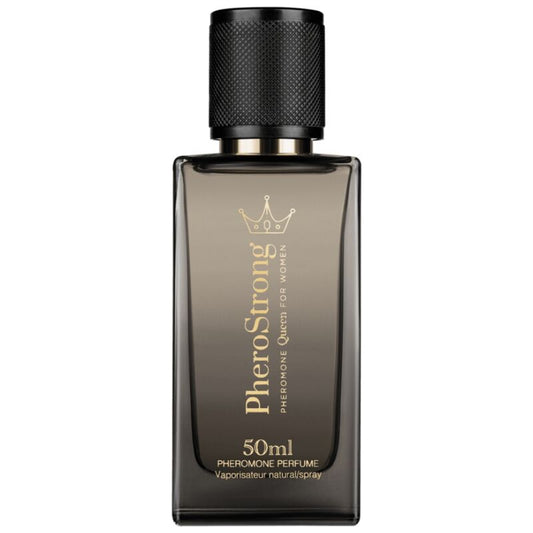 Profumo femminile Pherostrong Regina del Profumo ai feromoni, flacone da 50 ml con etichetta.