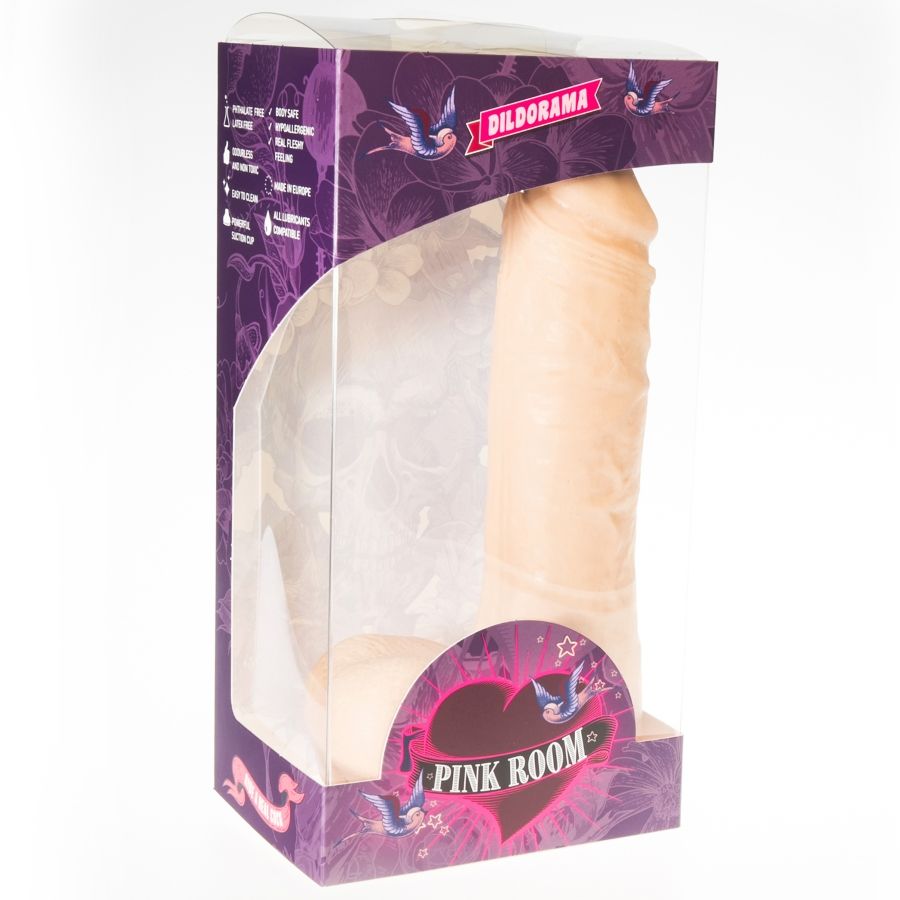 Dildo realistico PINK ROOM Flesh da 21,5 cm con superficie dettagliata e morbida, ideale per uso intimo e stimolazione.