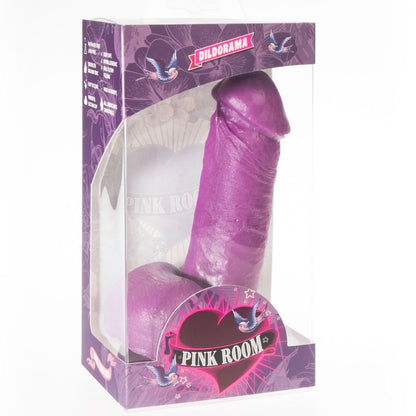 Dildo viola PINK ROOM da 16 cm, realistico, con superficie dettagliata, ideale per piacere personale e stimolazione sensoriale.
