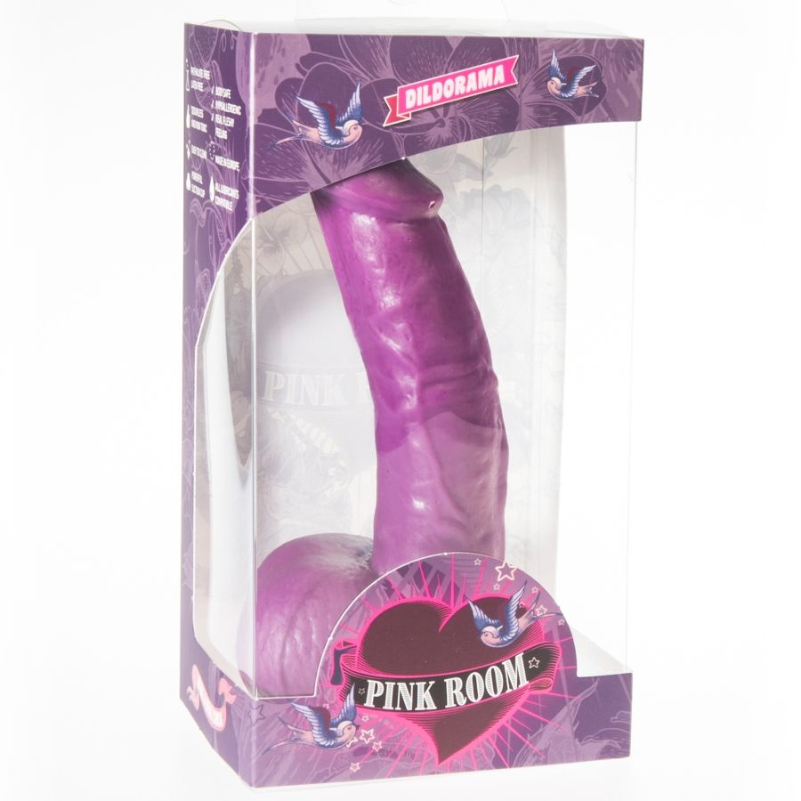 Dildo realistico viola PINK ROOM Connor da 16 cm, dettagli realistici e design elegante, per uso intimo.