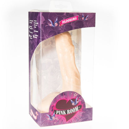 Dildo realistico PINK ROOM NILO, colore Flesh, lunghezza 23 cm, dettagli realistici, morbido e realistico per uso intimo.