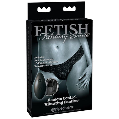 Mutandine vibranti Pipedreams FETISH FANTASY Limited Edition con telecomando, dettagli in pizzo nero e design seducente