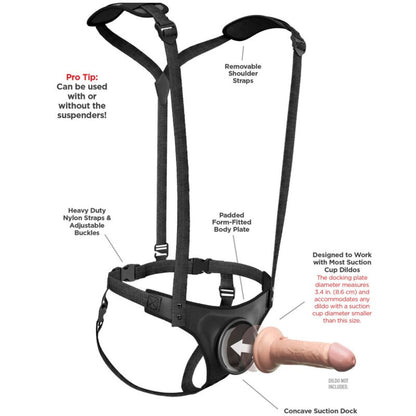 Body Dock bretelle strap-on di Pipedreams, set di bretelle regolabili e comode per stimolazione e gioco intimo.