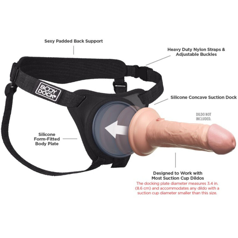 Imbracatura Body Dock Elite di Pipedreams, dettagliata e resistente, mostrata in questa immagine.