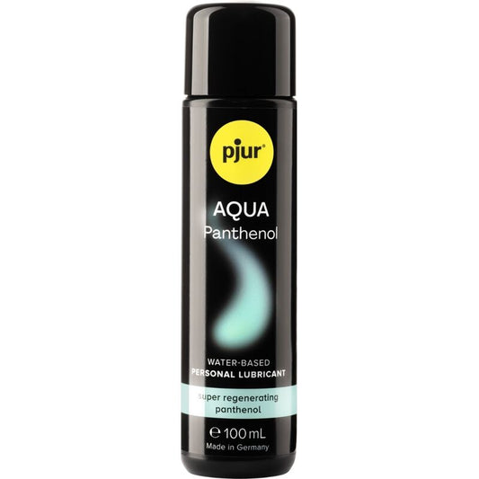 Lubrificante a base d'acqua PJUR AQUA PANTENOLO, flacone da 100 ml, con formula idratante e lenitiva per la pelle.