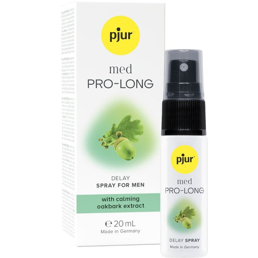 Spray ritardante e lenitivo PJUR Med Pro-Long da 20 ml, flacone con spray per prolungare e migliorare il comfort.